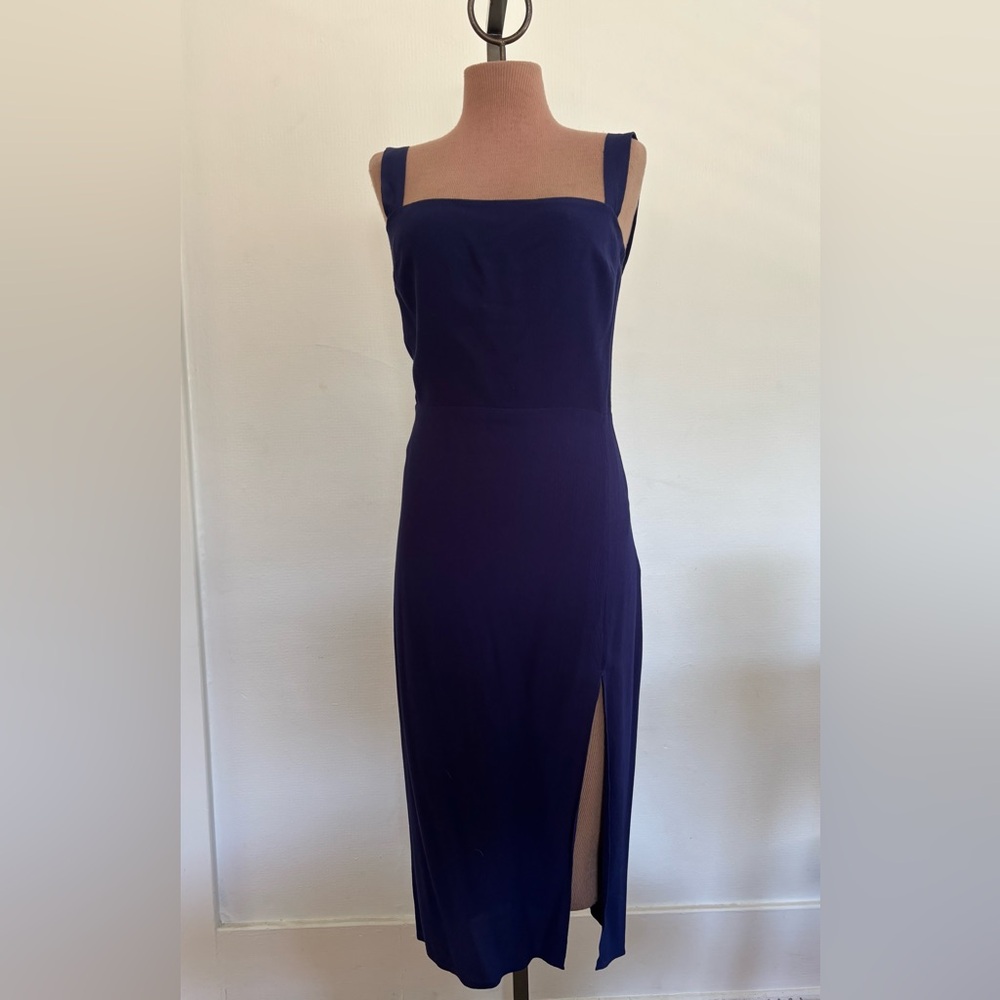 Reformation Blue Sheath Midi Dress with Slit